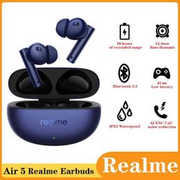 Écouteurs de téléphone portable Realme Buds Air 5 sans fil Bluetooth 5.3 écouteurs étanche sport casque bruit actif faible latence jeu TWS écouteur avec micro J240123