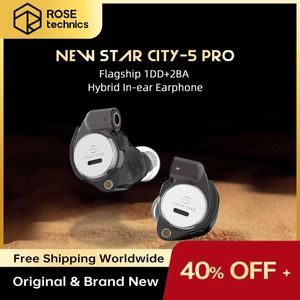 Oortelefoons voor mobiele telefoons Rose Technologies Star City 5 Pro vlaggenschip 1DD+2BA HiFi hybride in-ear hoofdtelefoon met hoofdtelefoon met hoge resolutie Q240321