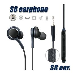 Écouteurs de téléphone portable S8 écouteur casque micro pour Galaxy stéréo écouteurs de haute qualité avec filaire intra-auriculaire livraison téléphones Acce Dhjcs