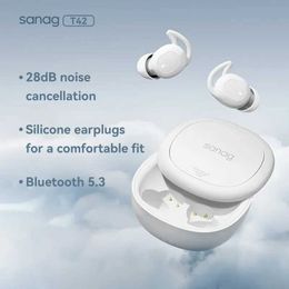 Mobiele telefoon oortelefoons Sanag T42 Slaaptelefoon Wireless Bluetooth -hoofdtelefoon Bluetooth 5.3 Mini in oor met dubbele microfoon draagbare hoofdtelefoon voor slaap J240508