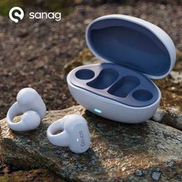 Mobiele telefoon-oortelefoon Sanag Z50s Open oor Luchtgeleidende TWS-oortelefoon Bluetooth Draadloze koptelefoon Panoramisch geluid Sport Waterdichte oorclip-oortelefoon Q240321