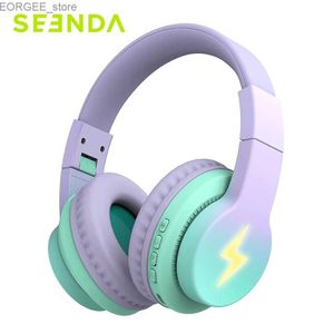 Écouteurs de téléphones portables Seenda Bluetooth Wireless Headphones For Kids Garçons Girls Ipad Tablet School Airplane Over Ear Lend Wired Headset With Mic Y240407