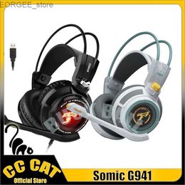 Écouteurs de téléphones portables Somic G941 Headphones Wired Gamer Castphone Denoise Gaming Headphone faible délai avec les casques de microphone 7.1 Heads de son stéréo Y240407