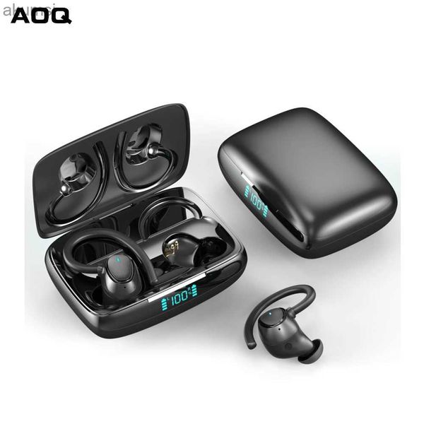 Auriculares para teléfono celular Deporte Super Bass Estéreo TWS Auriculares inalámbricos HiFi Pantalla LED Auricular Bluetooth Control táctil Gancho para la oreja Auriculares para correr YQ240304