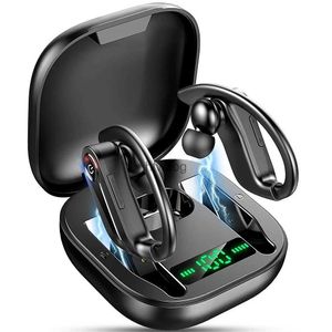 Auriculares para teléfono celular Deportes TWS 5.1 Auricular Bluetooth Cancelación de ruido Ganchos para la oreja para graves profundos IPX7 Auriculares inalámbricos Auriculares con pantalla LED 50H Tiempo de reproducción YQ240105