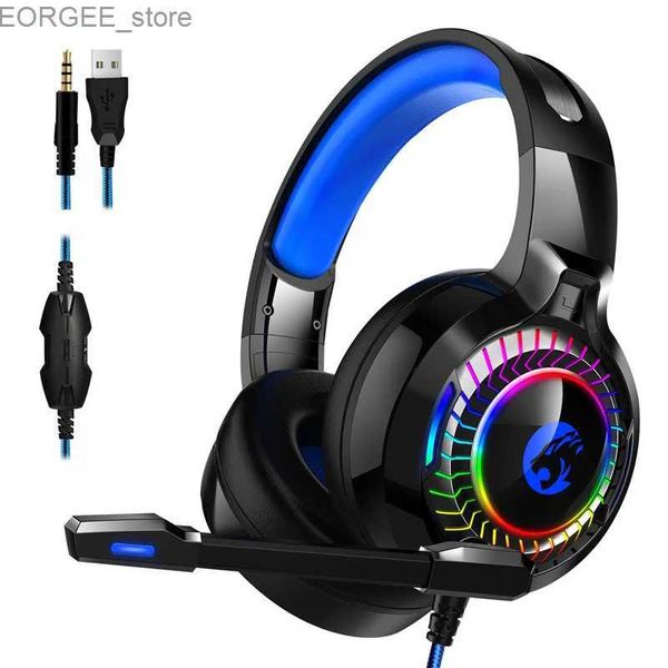 Auriculares de teléfonos celulares Subwoofer ajustable para PS4 PS5 Xbox One LET LED LED RGB Mic Mic Canceling 7.1 Cableado sobre auriculares auriculares de los auriculares Y240407 Y240407