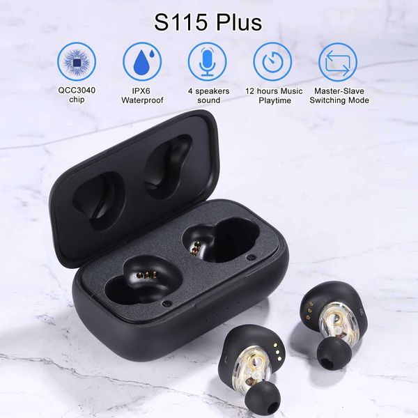 Auriculares para teléfono celular SYLLABLE S115 Plus Auriculares con cancelación de ruido Auriculares inalámbricos de QCC3040 Chip S115 Plus Auriculares con control de volumen Q240321