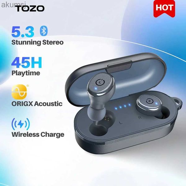 Écouteurs pour téléphones portables Écouteurs sans fil TOZO T10 avec écouteurs Bluetooth 5.3 Écouteurs stéréo étanches IPX8 avec casque micro intégré dans l'oreille YQ240304