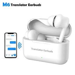 Mobiele telefoon Oortelefoon Vertaling Headset Meertalige realtime vertaling Intelligente stemvertaler Draadloos Bluetooth-headset M6 Vertaler Q240321