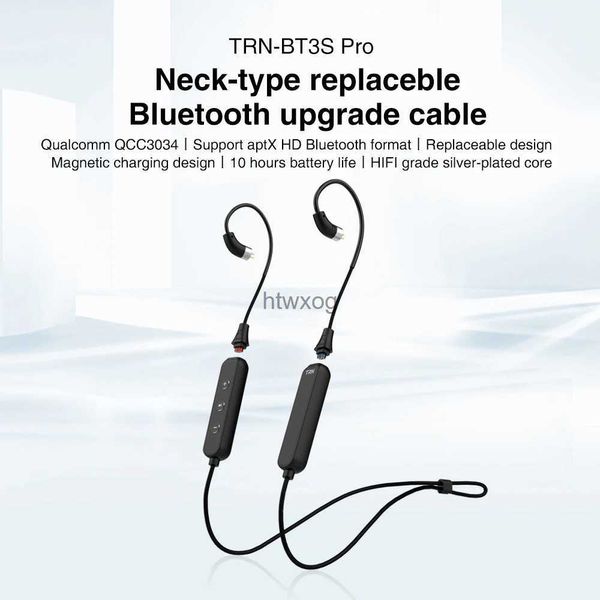 Auriculares para teléfono celular TRN BT3S / BT3S PRO Cable inalámbrico Bluetooth 5.1 APTX 2PIN 0.75MM 0.78MM MMCX IM Cable de auriculares impermeable YQ240105