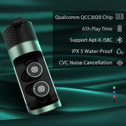 Oortelefoon voor mobiele telefoons Echte draadloze oordopjes aptX met Qualcomm-chip Bluetooth-oortelefoon met microfoon CVC Ruisonderdrukkende headset IPX5 Waterbestendig 230804