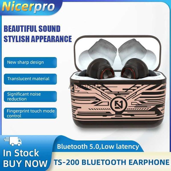 Écouteurs de téléphones portables TS-200 écouteurs Bluetooth 9D stéréo True Wireless Earbud Gaming Headphones Touch Contrôle dans les casques de sport d'oreille avec microphone YQ231120