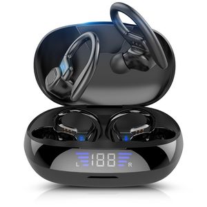 Écouteurs de téléphone portable TWS Bluetooth avec microphones Sport Crochet d'oreille Affichage LED casque sans fil HIFI Écouteurs stéréo Headsets 230505