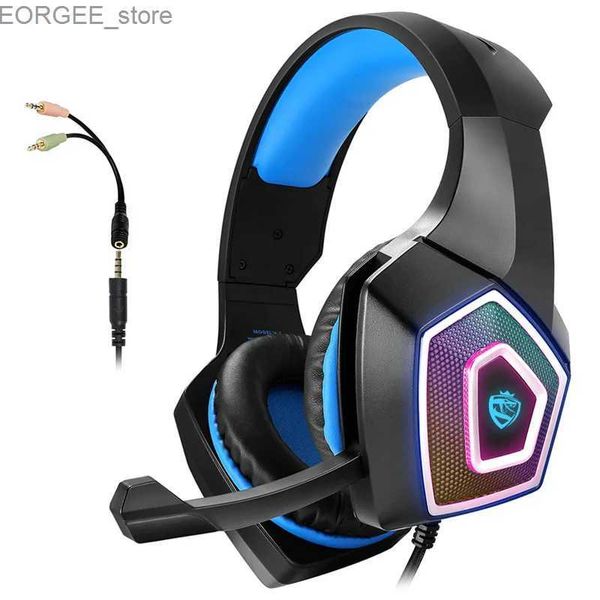 Auriculares de teléfonos celulares USB Wired 7.1 Mic para Xbox One PS4 PC PC STEREO LED RGB Luz de 3.5 mm sobre la oreja Cancelando auriculares auriculares auriculares de los auriculares Y240407