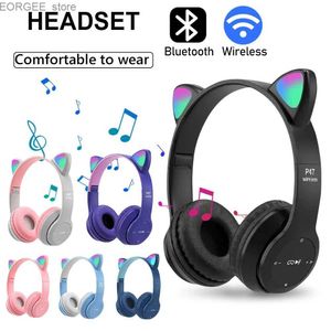 Auriculares de teléfonos celulares Auriculares Bluetooth Wireless Bluetooth auriculares Gat Gaming auriculares Celmets brillantes Lindos auriculares Sports Music Aurphones y Regalos para niñas Y240407