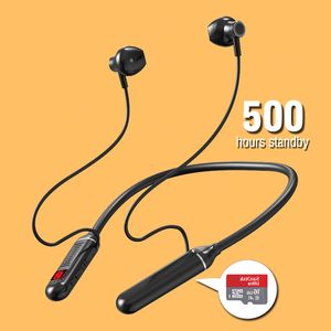 Écouteurs de téléphone portable Casque sans fil Tour de cou Bluetooth Écouteur 500 heures de batterie avec Microphon Auriculares Sport Casque pour carte TF 230412