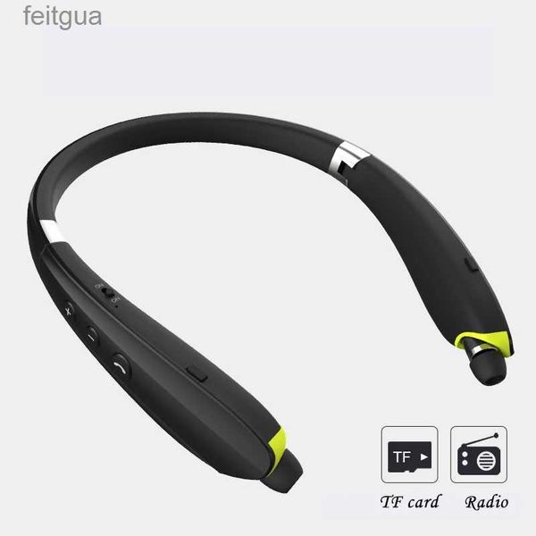 Auriculares para teléfono celular Deportes inalámbricos Auriculares Bluetooth Auricular Colgante Cuello Colgante Auricular para correr Reproductor de Mp3 Auricular telescópico plegable Tarjeta TF YQ240202