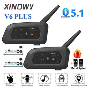 Écouteurs de téléphones portables XIOWY V6 Plus Casque de moto Bluetooth Ecoutphone Interphone 1200m Interphone Communication étanche 6 Riders J240508