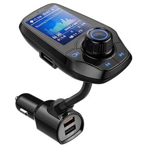 Kit d'adaptateur radio sans fil pour téléphone portable Transmetteur FM Affichage Appel mains libres Entrée/sortie AUX Carte SD/TF Chargeur USB Lecteurs audio QC3.0 Kit de voiture T26D