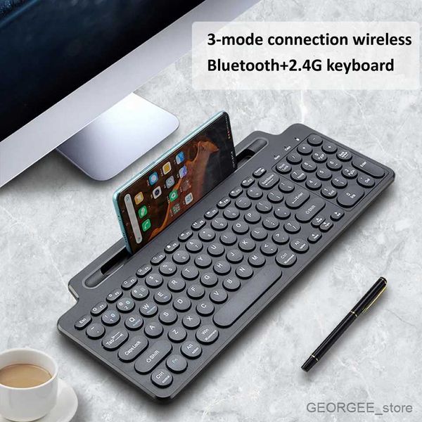 Teclados para teléfonos móviles Teclado inalámbrico Bluetooth 2,4G con panel táctil numérico, ranura para tarjeta de ratón, teclado numérico para Android, escritorio, portátil, PC, TV Box