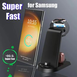 Supports de téléphone portable Supports de chargeur sans fil ultra rapide 25W 3 en 1 pour Samsung S23 Ultra S22 S21 S20 Galaxy 5 4 Active 2 Station de charge pour écouteurs 231216
