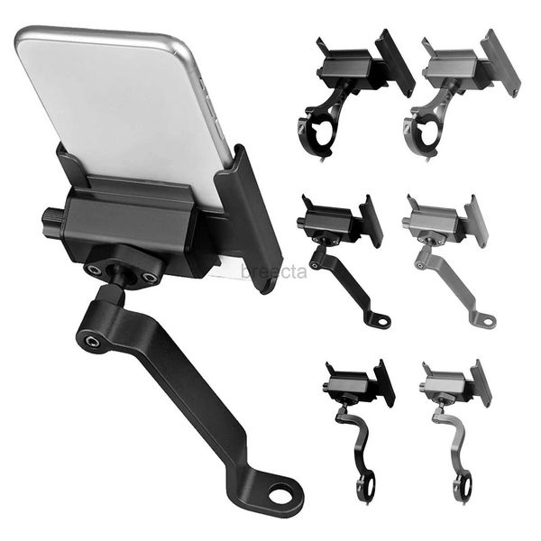 Supports de téléphone portable Support de téléphone de vélo de montagne de Moto en aluminium support réglable guidon de Moto rétroviseur support de téléphone portable 240322