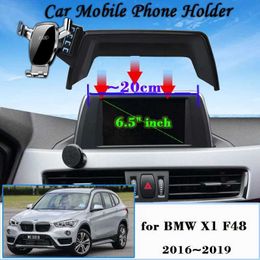 Supports de téléphone portable Support de téléphone de voiture pour BMW X1 F48 2016 ~ 2019 6.5 écran support de téléphone portable support GPS Auto Smartphone support de gravité accessoires 240322
