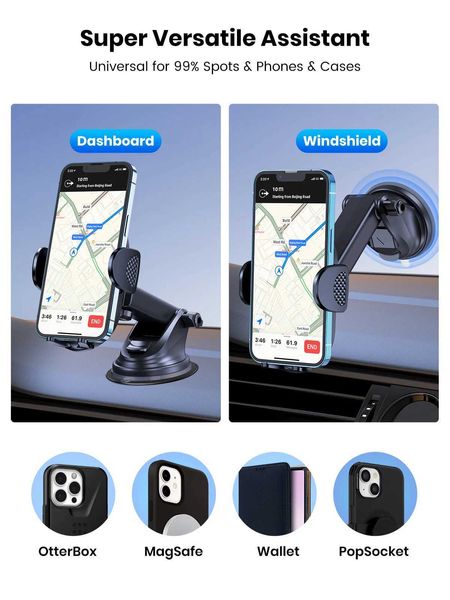Soportes de soporte para teléfonos celulares D38-X Phone Phone Phone Ajustable Peléfono Monte Monte 360 Rotación Almohadilla de gel pegajosa fuerte para el tablero/parabrisas