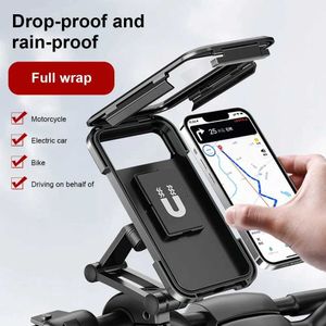 Téléphone portable supports GPS 360 Motorcycle imperméable du vélo de téléphone mobile support support de vélo universel pivotant moto ajusté support de téléphone portable Y240423