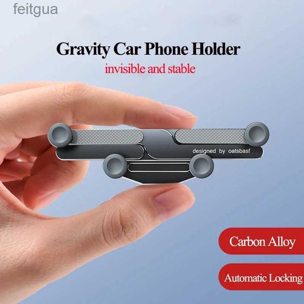 Soportes para teléfonos celulares Soporte para teléfono por gravedad Soporte para teléfono para automóvil Aleación invisible giratoria de 360 ​​grados Soporte para automóvil Ventilación de aire Tablero de instrumentos Soporte para gps Soporte para celular YQ240130