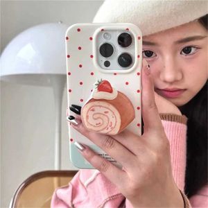 Mobiele telefoon Mounters houders ins Korean Leuke 3D Strawberry Cake Griptok Bracket voor iPhone 15 14 Mooie universele telefoonhouder Ring Support Stand Grip Tok
