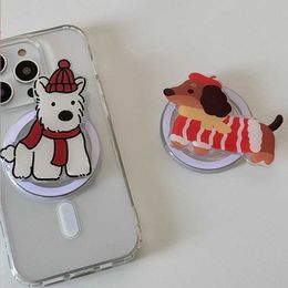 Le téléphone portable monte les supports de coréen mignon carton snow combinaison de chien magnétique support grippe tok Griptok Phone stand support support pour iPhone pour pad magsafe smart tok
