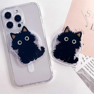 Le téléphone portable monte les détenteurs de Corée Citoonblack Cat Cat Magnétique Grip Tok Griptok Phone Stand Holder Support pour iPhone 15 pour Pad Magsafe Smart Tok
