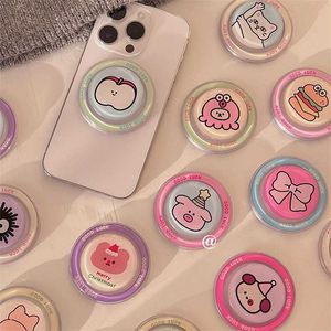 Mobiele telefoon Mounters houders Koreaanse schattige cartoon voor Magsafe Magnetic Phone Griptok Grip Tok Stand voor iPhone 15 -opvouwbare draadloze laadkashouder Ring
