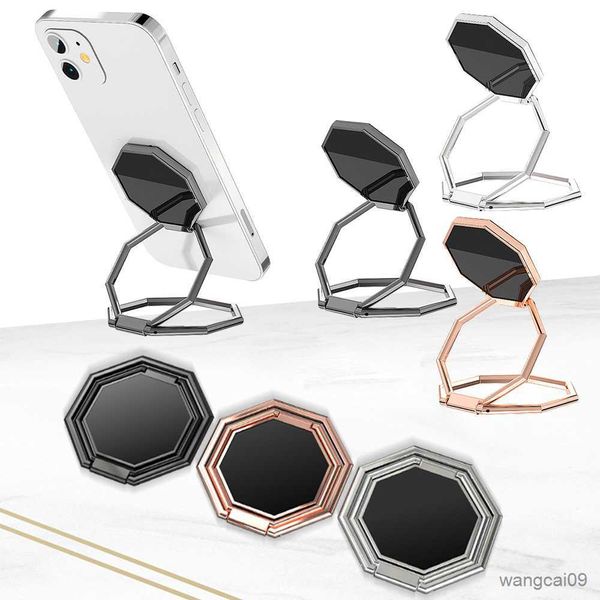 Soportes para teléfono celular Soportes para teléfono móvil Soporte plegable Grado de rotación Atrás Soporte para anillo de teléfono ultra delgado Escritorio portátil universal Dedo de metal R230605