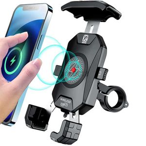 Soportes para teléfono celular Soporte para teléfono de motocicleta para soporte de moto Soporte para teléfono móvil Cargador inalámbrico Motor Bicicleta Soporte para manillar de teléfono móvil 240322