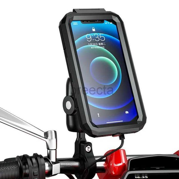 Soportes para teléfono celular Soporte para teléfono de motocicleta Estuche impermeable Soporte para teléfono para bicicleta 1 bola Manillar Vástago Soporte para móvil Brazos de doble zócalo Base de aluminio 240322