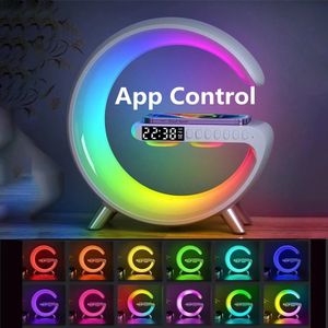 Soportes para teléfonos celulares Soportes para cargador inalámbrico multifuncional Reloj despertador S er APP RGB Estación de carga rápida para iPhone X 11 12 13 14 230804