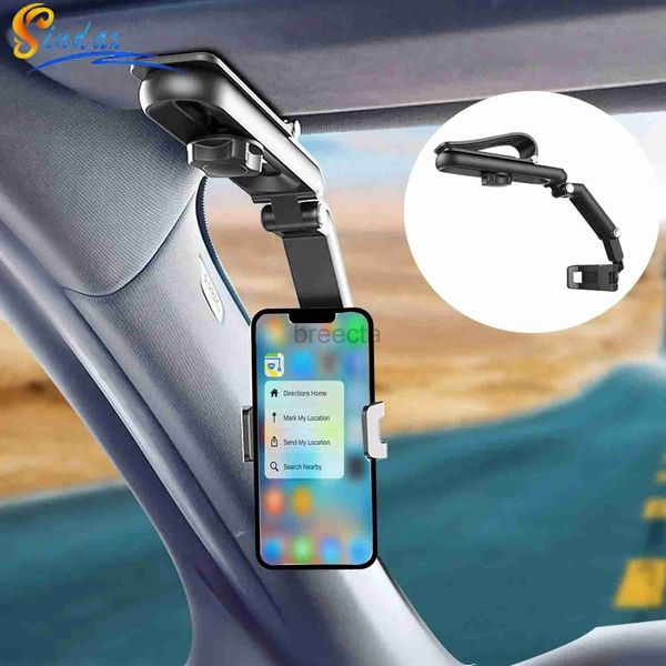 Supports de téléphone portable Support de téléphone rotatif pour Clip de voiture pare-soleil support de téléphone universel pour iPhone GPS rétroviseur support Clip Mobile 240322