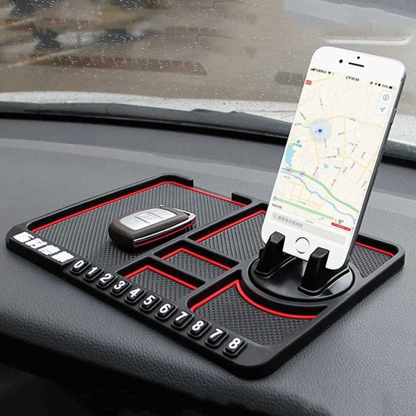 Soportes de montajes de teléfonos celulares CAR ARTILLADO DE Silicona Soporte de teléfono automático Auto Phone no Slip Skety Antlide Dash Montaje Película Número de estacionamiento Tarjeta de cartera Mat gadget Y240423