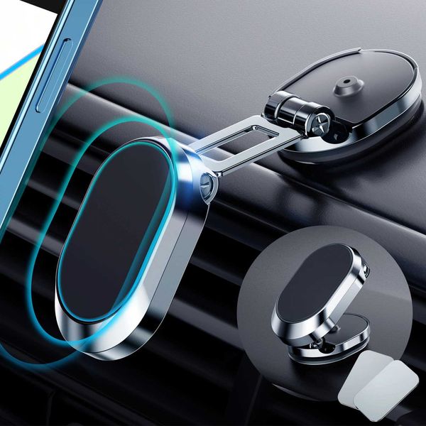 Le téléphone portable monte les supports de téléphone de voiture magnétique Strong Mount Smartphone rotatif Smartphone support le support de téléphone pliable pour iPhone Samsung LG Y240423