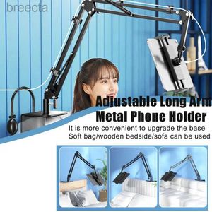 Houders voor mobiele telefoons Tabletstandaard Verstelbare lange arm Metalen telefoonhouder Bedmontage Ondersteuning voor Xiaomi iPad Stand Flexibele arm Mobiele telefoonhouder J3M4 240322