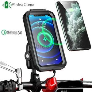 Houders voor mobiele telefoons Waterdichte motorfiets draadloze oplader Telefoonhouder Qi/USB C 3.0 Mobiele telefoonhouder Oplaadstuur Telefoonhouders Dubbele socket-arm 240322