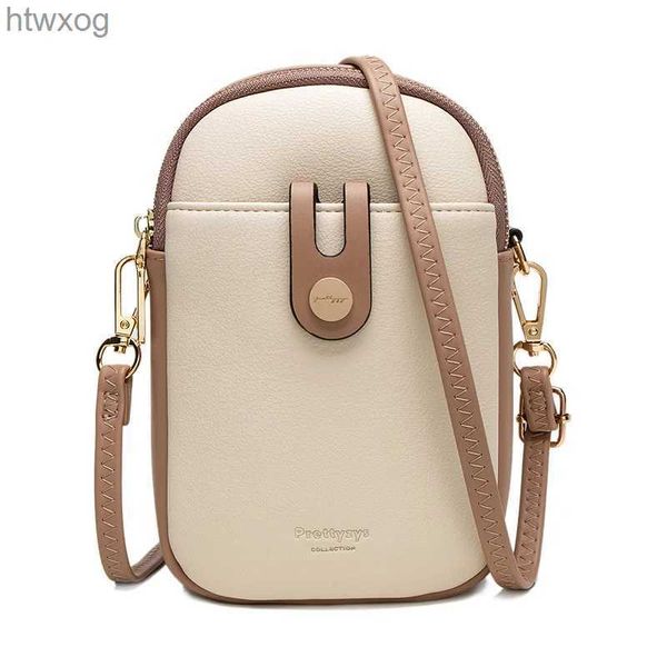 Bolsas para teléfonos móviles 2023 Primavera y verano Nueva bolsa para teléfono móvil femenina japonesa y surcoreana PU suave pequeña fresca de alta calidad con cremallera grande YQ240131