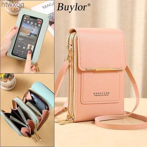 Bolsas para teléfono celular Buylor Bolso para mujer Pantalla táctil Monedero para teléfono celular Bolso de hombro Mujer Barato Cartera pequeña Bandolera de cuero suave YQ240131