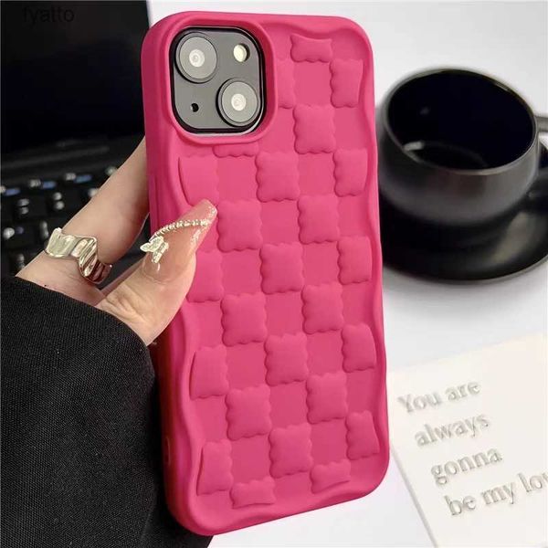 Pochettes pour téléphones portables Mignon Bonbons Biscuits Carré Grille Motif Téléphone Cas Pro Max Mat Silicone Antichoc CoverH240307