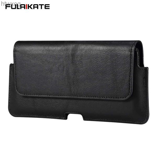 Bolsas para teléfonos celulares FULAIKATE 5.5-7.2 Bolsa para teléfono universal de cuero genuino Bolsa para cinturón para hombre Bolsillo de negocios Funda para teléfono móvil portátil YQ240131