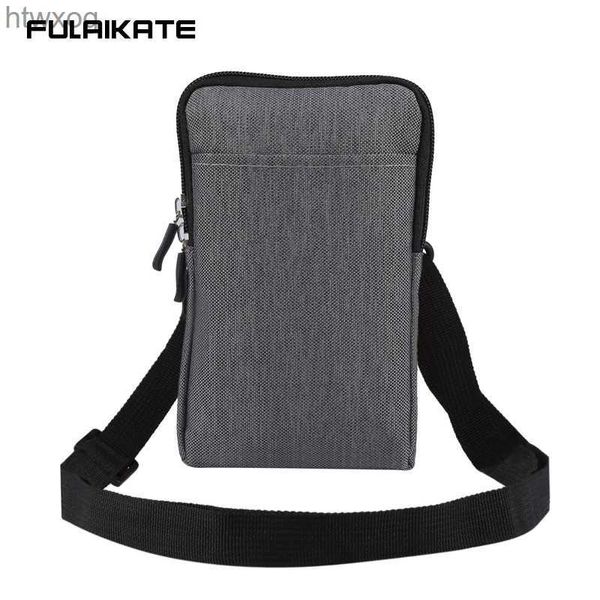 Pochettes téléphones portables FULAIKATE sac en Denim étanche pour téléphone hommes femmes pochette à bandoulière pour batterie externe écouteur taille étui avec poche pour carte YQ240131