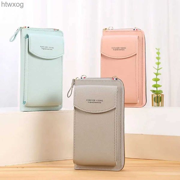 Bolsas para teléfono celular Monederos de gran capacidad Bolsos para teléfono móvil de moda Bolso multifuncional con correa para el hombro Titular de la tarjeta de cuero PU Accesorios para niñas YQ240131