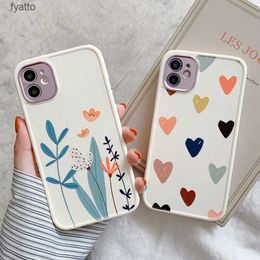 Bolsas para teléfono celular Pro Case Heart Flowers Phone Case Pro Max Max Marble Soft CoverH240307